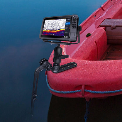 WINDFRD 1.5" Ball Kayak Fish Finder Mount with Transducer Mounting Arm, Marine Electronic Mount Plate with Low Profile Track, Compatible with RAM Mounts, Scotty, Lowrance, Garmin