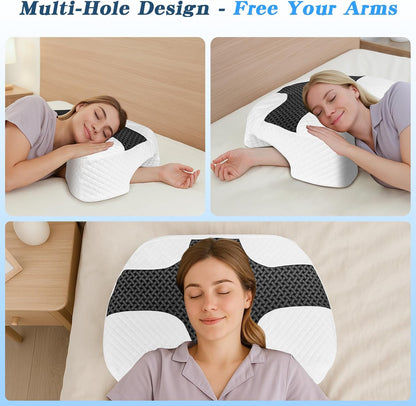 Side Sleeper Pillow with Arm Hole, Shoulder Relief System, Newly Upgrade Arm Pillow for Neck and Shoulder Pain, Premium Memory Foam, Suitable for Side, Back and Stomach Sleepers - Grey