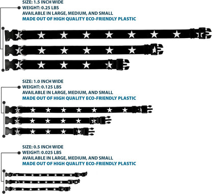 Buckle-Down PC-W21909-M Dog Collar Plastic Clip Buckle, 1"x11"-17", Star Black/White