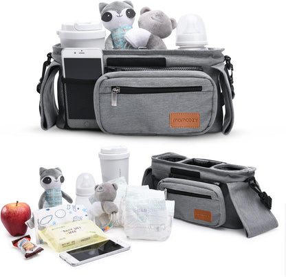 Universal Stroller Organizer with Insulated Cup Holder by Momcozy - Detachable Phone Bag & Shoulder Strap, Fits for Stroller like Uppababy, Baby Jogger, Britax, BOB, Umbrella and Pet Stroller