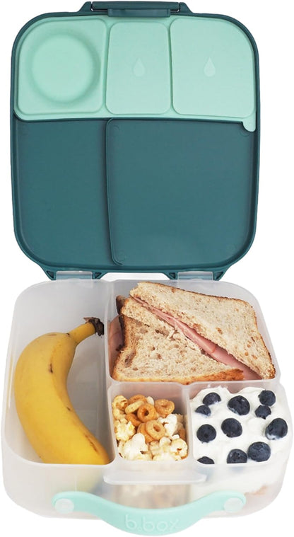 b.box 5-Compartment bento Style Lunch Box for Kids, Toddlers, Childrens, BPA-Free Food Storage Container with Cooler Pack, ON-The-GO Food Box with Handles Included Custom Divider, Lemon Twist