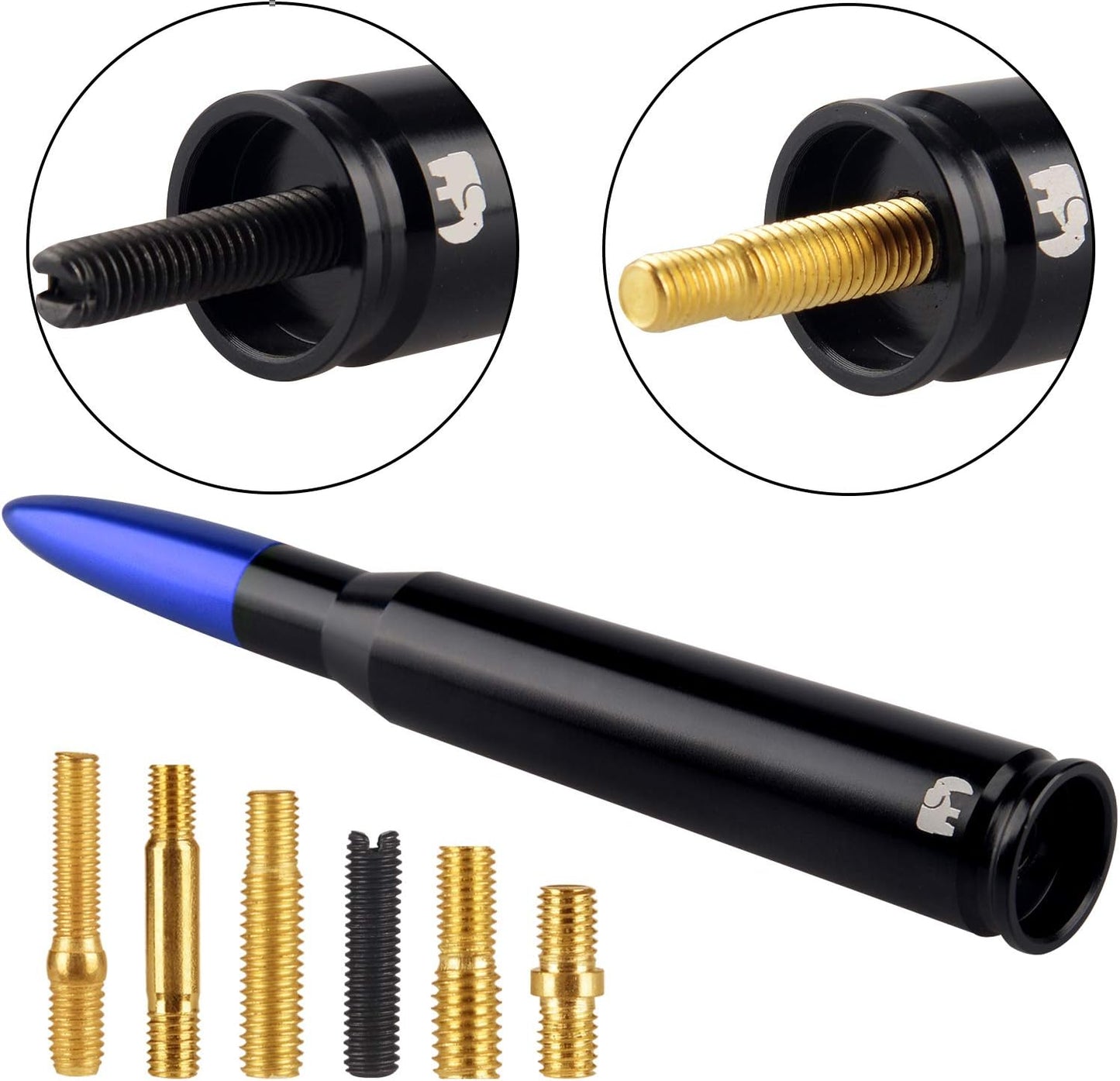 ONE250 Bullet Style Antenna, Compatible with Dodge RAM (RAM 1500, RAM 2500 or RAM 3500 1994-2024) & Ford F-Series (F-150 F-250 F-350 Super Duty Ford Raptor Ranger Trucks 1997-2024) (Silver)