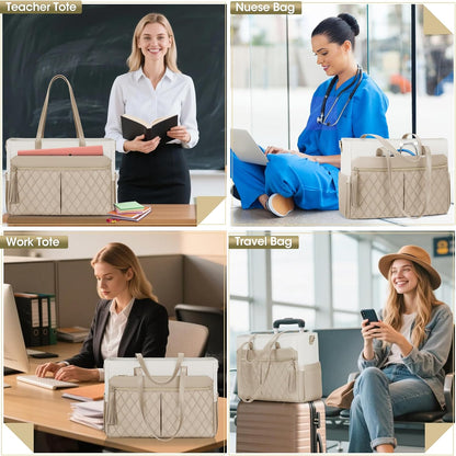 RAINSMORE Laptop Bag For Women 15.6 Inch Work Teacher Tote Bag Waterproof Nurse Bag Large Handbag Shoulder Travel Computer Messenger Bag Briefcase,Black - PuriLite