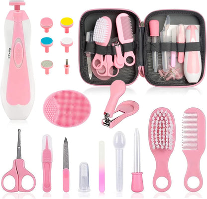 Baby Grooming Kit - 19 in 1 Nursery Essentials Baby Registry Shower Gift for Newborns, Infants, Toddlers, Boys, Girls Kids-Safety Baby Comb, Brush, Finger Toothbrush, Nail Clippers, Scissors(Green)