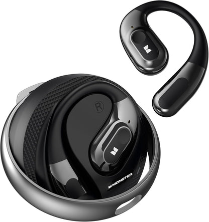 Monster AI Translation Earbuds AC330, 3-in-1 Translator Earbuds Bluetooth 6.0, Wireless Open Ear Headphones with 115 Languages Real-Time Translation, Stylish Rotating Case with Lanyard, Black