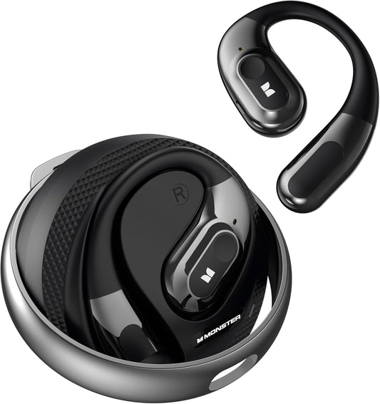 Monster AI Translation Earbuds AC330, 3-in-1 Translator Earbuds Bluetooth 6.0, Wireless Open Ear Headphones with 115 Languages Real-Time Translation, Stylish Rotating Case with Lanyard, Black - PuriLite
