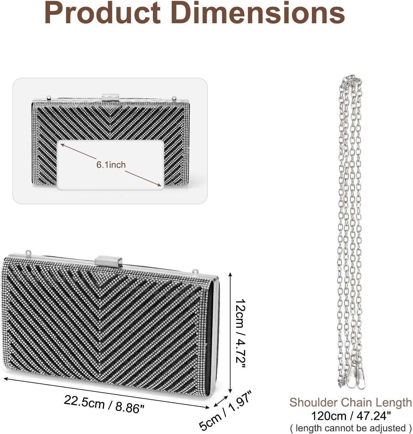 DTGN Evening Bags Clutch Purses for Women Formal, Crossbody Handbags Rhinestone Sequins Clasp Purse for Wedding Guest Party