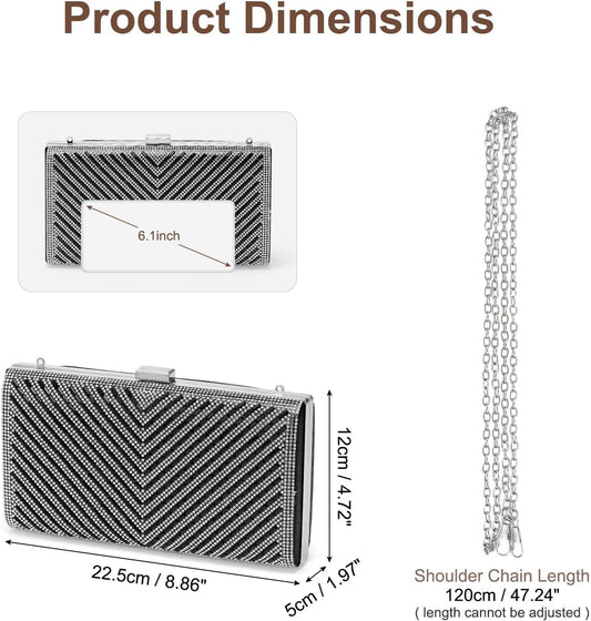 DTGN Evening Bags Clutch Purses for Women Formal, Crossbody Handbags Rhinestone Sequins Clasp Purse for Wedding Guest Party - PuriLite