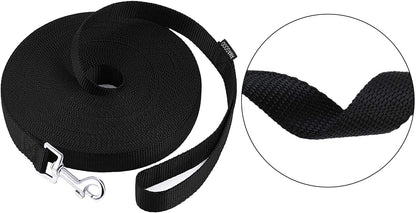 AMAGOOD Dog/Puppy Obedience Recall Training Agility Lead-15 ft 20 ft 30 ft 50 ft Long Leash-for Dog Training,Tie Out,Play,Safety,Camping (15 feet, Black)