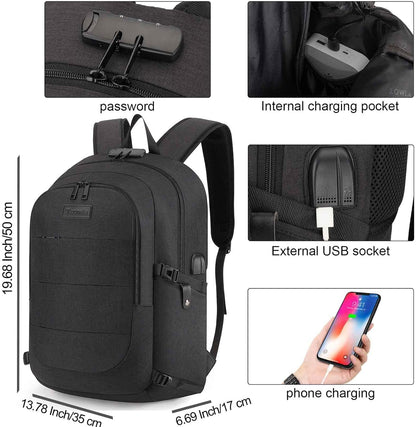 Tzowla Laptop Travel Slim School Backpack Water Resistant Anti-Theft Bag with USB Charging Port and Lock 15.6 Inch Computer Business Backpacks for Men Women College Student Gift,Bookbag Casual Daypack