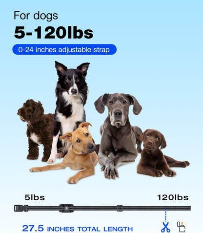 Bousnic Dog Shock Collar - 3300Ft Dog Training Collar with Remote for 5-120lbs Small Medium Large Dogs Rechargeable Waterproof e Collar with Beep (1-8), Vibration(1-16), Safe Shock(1-99) Modes (Blue)