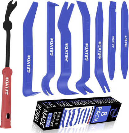 Wetado Trim Removal Tool, Car Upholstery Repair Kit, Car Door Audio Panel Trim Removal Set, Fastener Terminal Remover Tool Set Clips Pry Kit Auto Clip Pliers (8PCS Red)