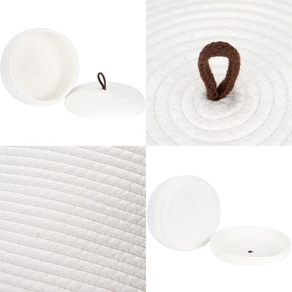 Sea Team Round Cotton Rope Storage Basket with Lid, Decorative Woven Storage Bin, Pot, Caddy, Organizer, Container for Snacks, Towels, Plants (Grey, Small)