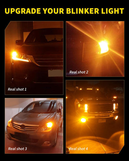 AUXLIGHT 3157 3156 4157 3057 3357 LED Bulbs, Ultra Bright 60-SMD LED Replacement for Turn Signal Blinker Lights, Brake/Tail Lights, Parking/Running Lights, Amber Yellow (Pack of 2)