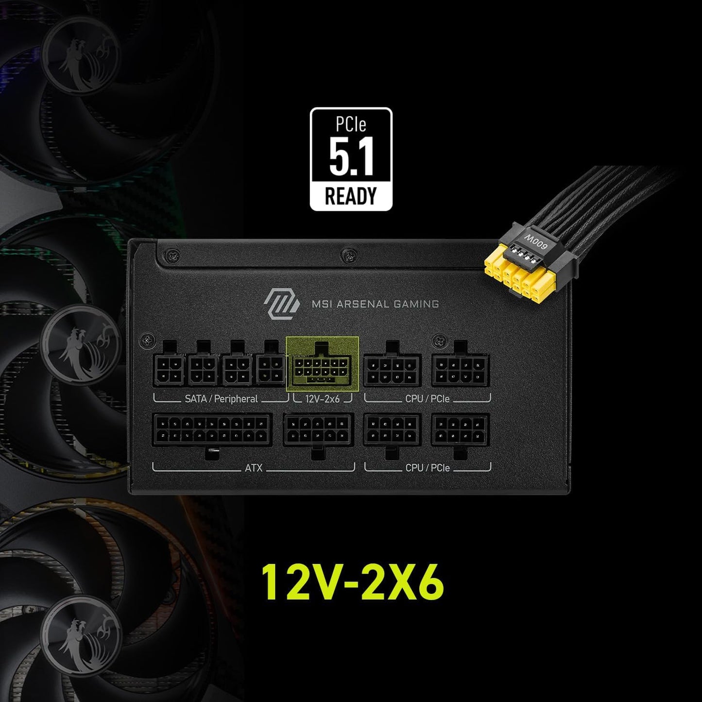 MSI MAG A750GL PCIE 5 Gaming Power Supply - Full Modular - 80 Plus Gold Certified 750W - Compact Size - ATX PSU - PuriLite