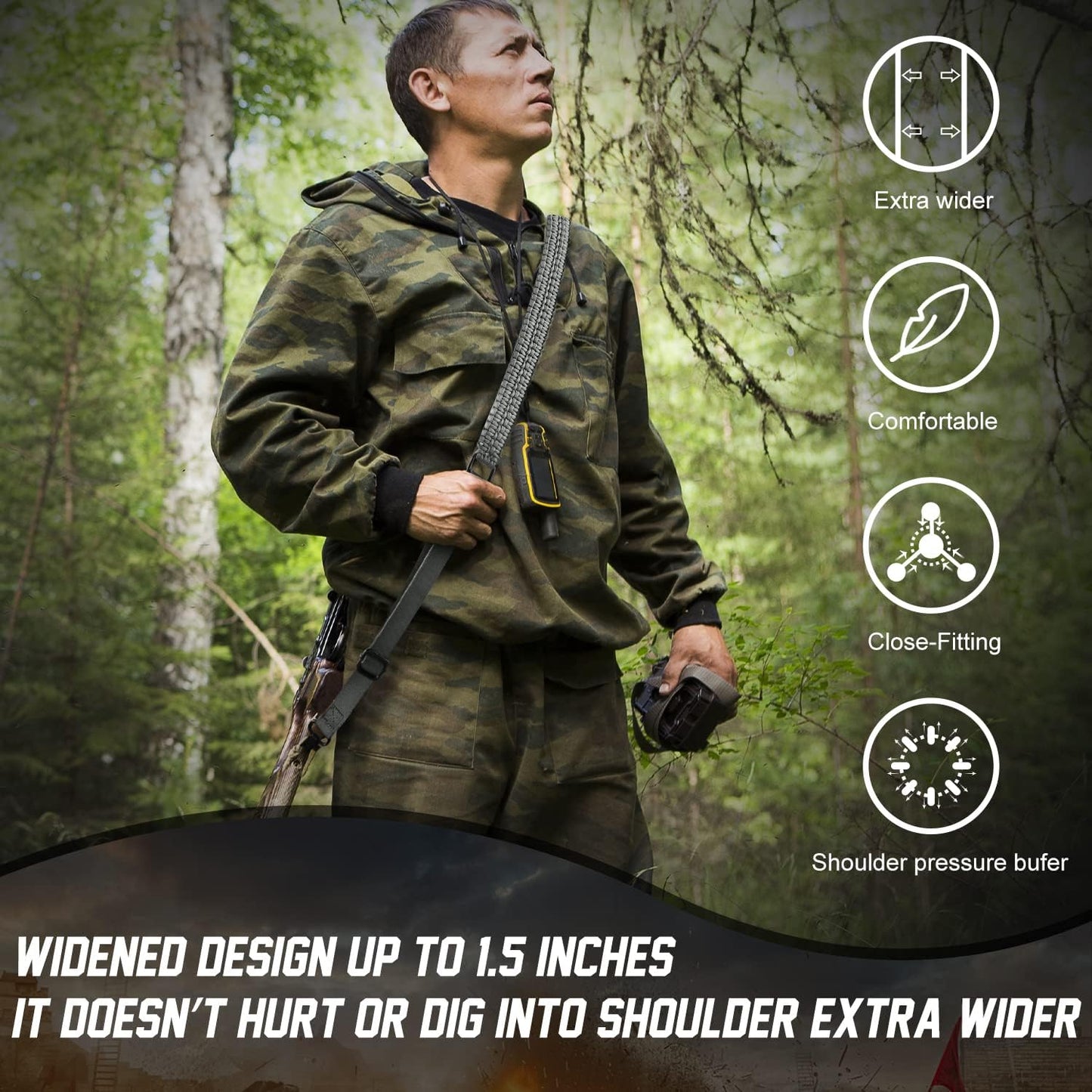 VVAAGG Two-Point Sling with Swivel, Non-Slip Paracord Sling with Adjustable Length Strap