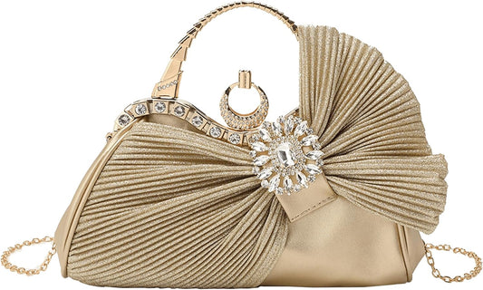 Buric Clutch Purses for Women Rhinestone Evening Handbag Bridal Wedding Prom Purse Formal Party Bow Tie Clutch for Women