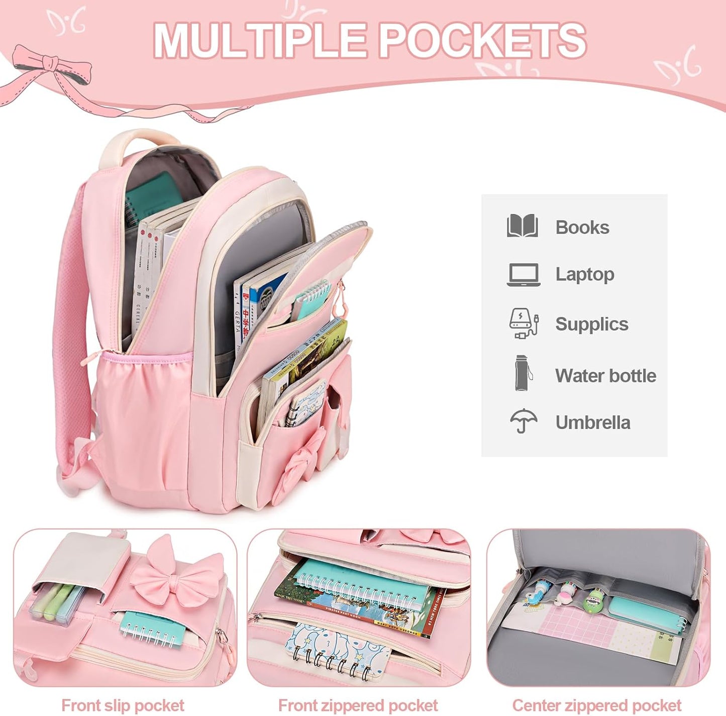 DIGOBAY Backpack for Girls, 3PCS Girls Backpack with Lunch Bag Pencil Case, Kids Backpack for Kindergarten Elementary School