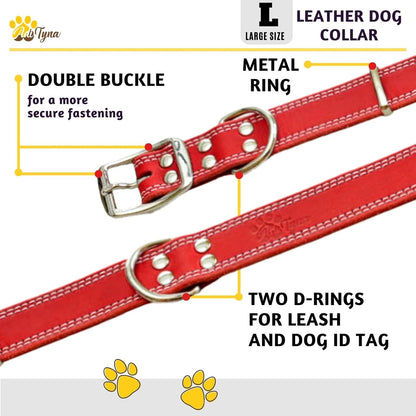 ADITYNA Heavy-Duty Leather Dog Collar for Medium Dogs - Soft and Strong, 100% Genuine Leather - Collier Pour Chien (Medium: Fit 13" - 20" Neck, Brown)
