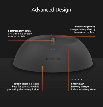 Battery Base in Black, for Echo (4th generation). Not compatible with previous generations of Echo or Echo Dot (1st Gen, 2nd Gen, or 3rd Gen).