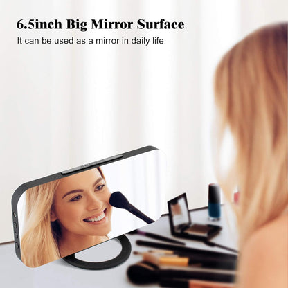 Digital Alarm Clock,Large LED Mirror Display, 2 USB Charging Ports，Auto Dim Mode，Modern Design Clock for Bedroom Office, White