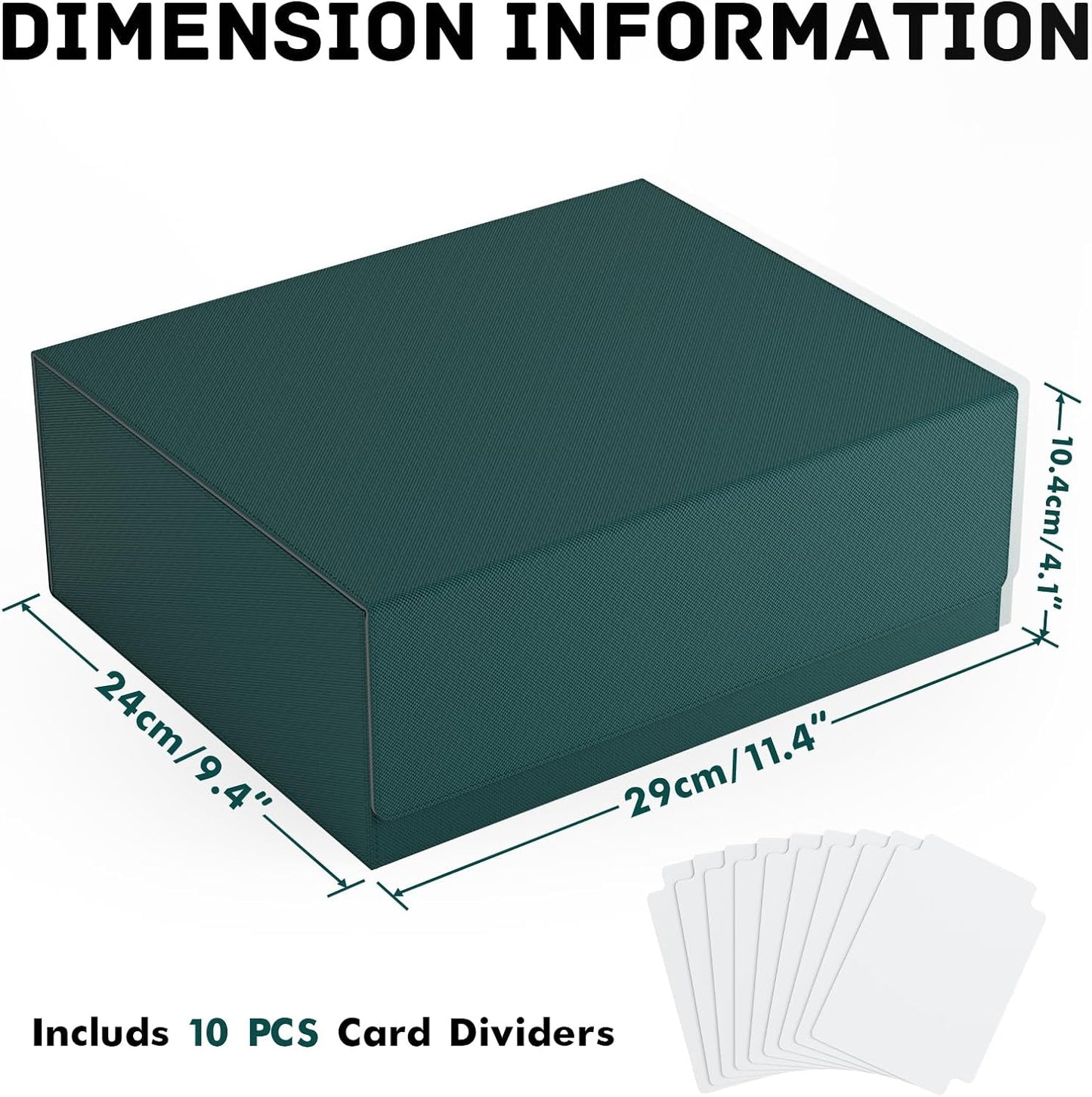 ZLCA Card Storage Box for MTG PTCG, Commander Deck Box Holds 3000+ Cards, Card Storage Case with 4 Stoppers, Card Organizer for TCG Sport Cards (Black)