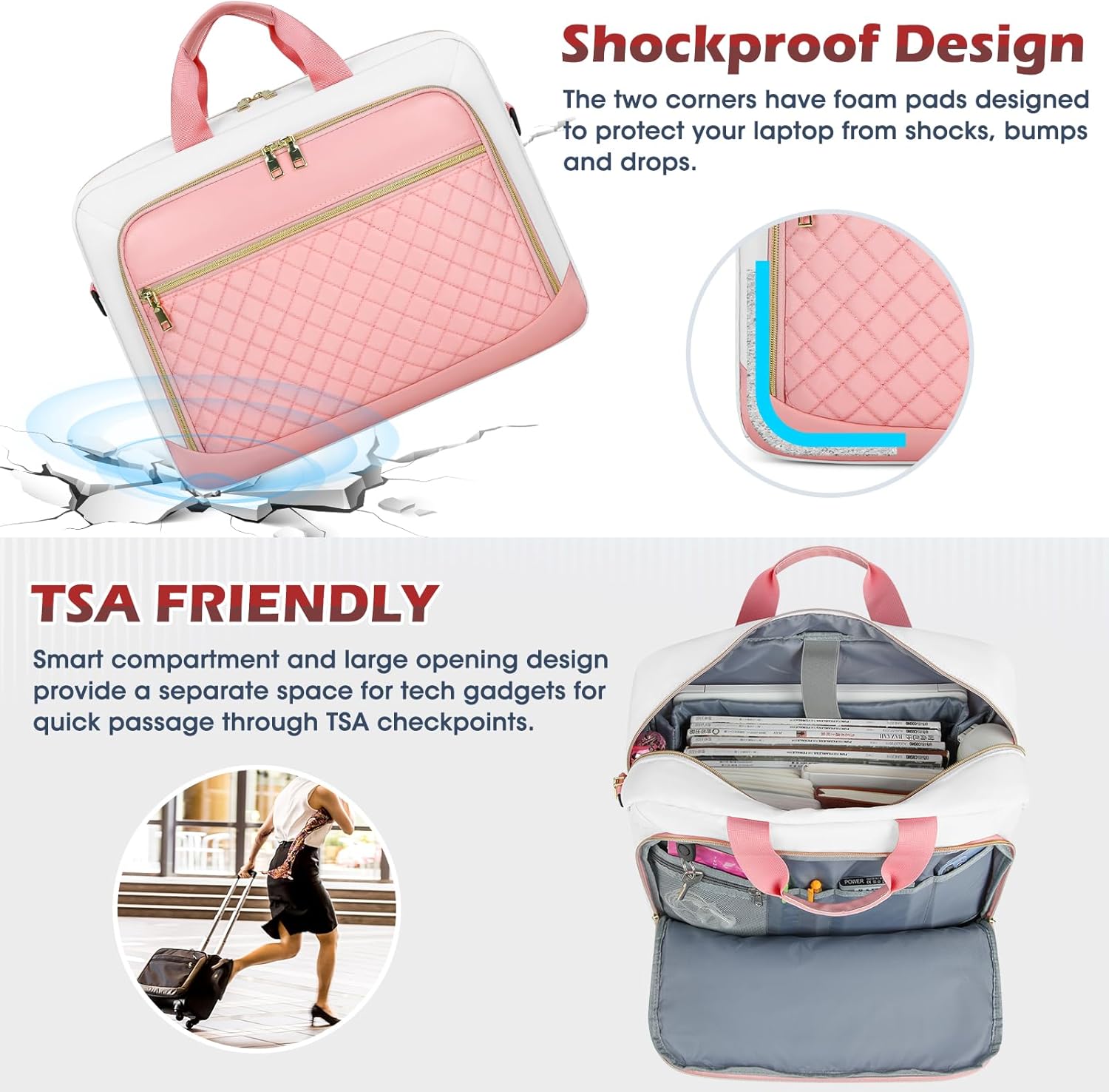 Laptop Bag 17 Inch Laptop Briefcase for Women Waterproof Computer Messenger Bag Professional Laptop Case for Business Work - PuriLite
