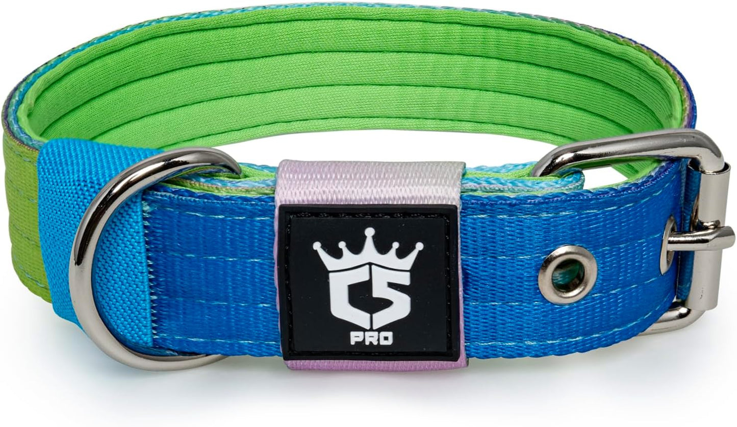 TSPRO Tactical Dog Collar 1.5 inch Wide Dog Collar Military Grade Strong Dog Collar Thick Dog Collar Heavy Duty Metal Buckle Dog Collar(Green-L)