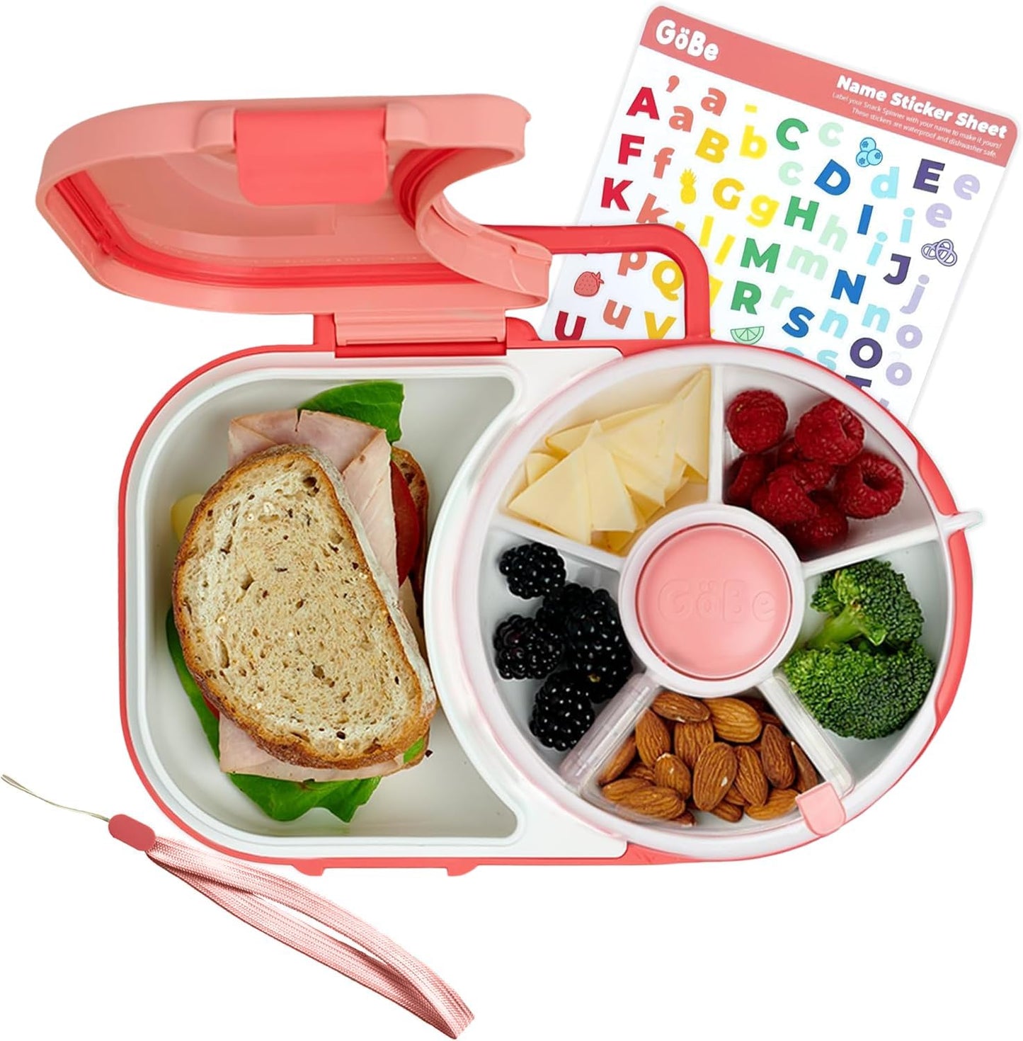 GoBe Kids Lunchbox - Reusable Snack Container with 5 Compartment Dispenser and Lid | BPA and PVC Free | Dishwasher Safe | No Spill, Leakproof