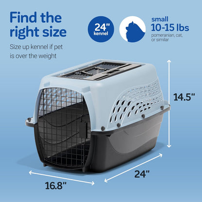 Petmate Two-Door Small Dog Kennel & Cat Kennel (Top Loading or Front Loading Pet Carrier, Great for Small Animals, Made with Recycled Materials, 24 inches in Length) For Pets up to 15 Pounds