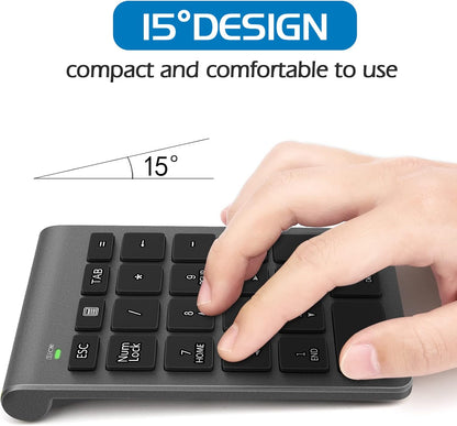 Wireless Number Pad, Portable 2.4Ghz USB 10 Keys Financial Accounting Numeric Keypad Data Entry Numpad for Laptop, PC, Desktop