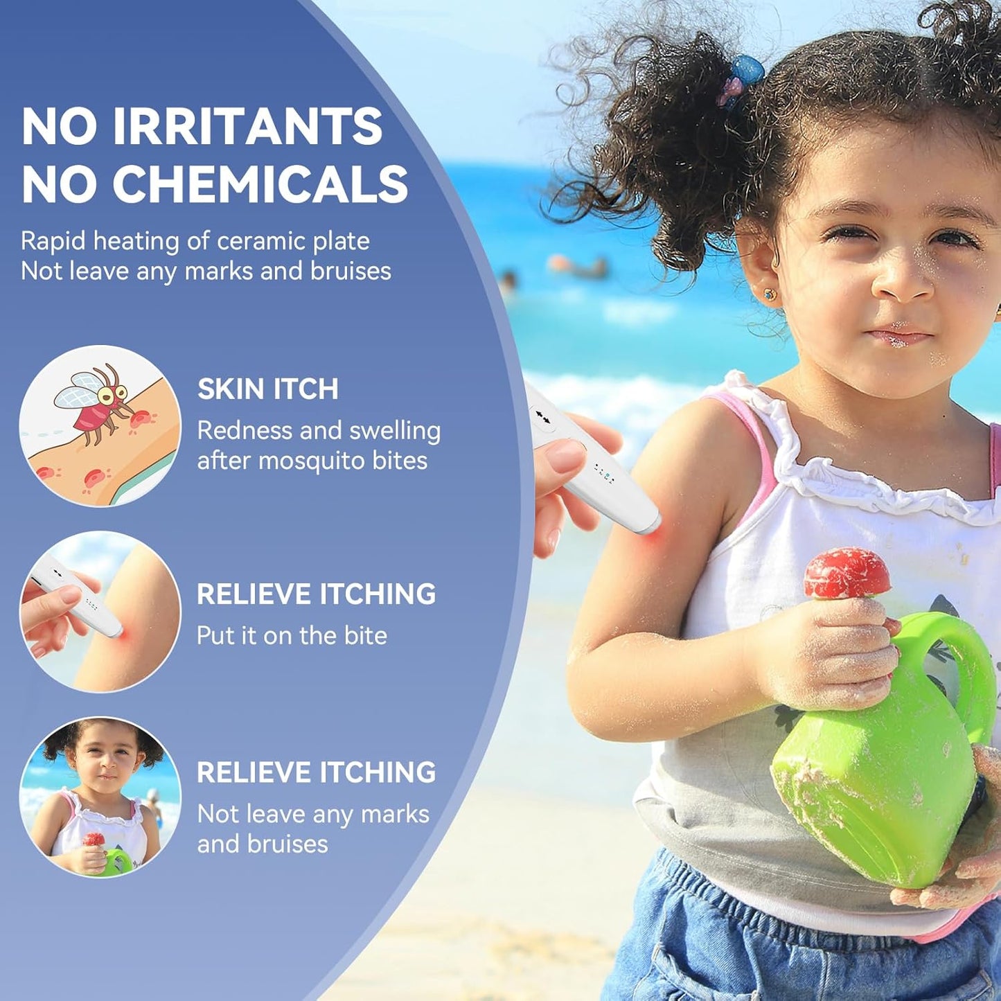 Berrcom Insect Sting and Bite Relief Stick, Chemical-Free Treatment of Insect Bites for Symptom Relief from Itching and Swelling Rechargeable Bug Bite Itch Relief Thing for Mosquito Bites