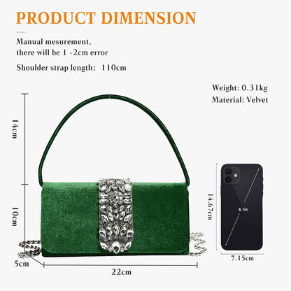 CORIOS Evening Bag for Women Rhinestone Clutch Bag Sparkly Crystal Handbag Bridal Wedding Purse Glitter Shoulder Bag