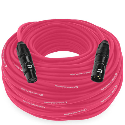 Balanced XLR Cable Male to Female - 6 Feet Pink - Pro 3-Pin Microphone Connector for Powered Speakers, Audio Interface or Mixer for Live Performance & Recording