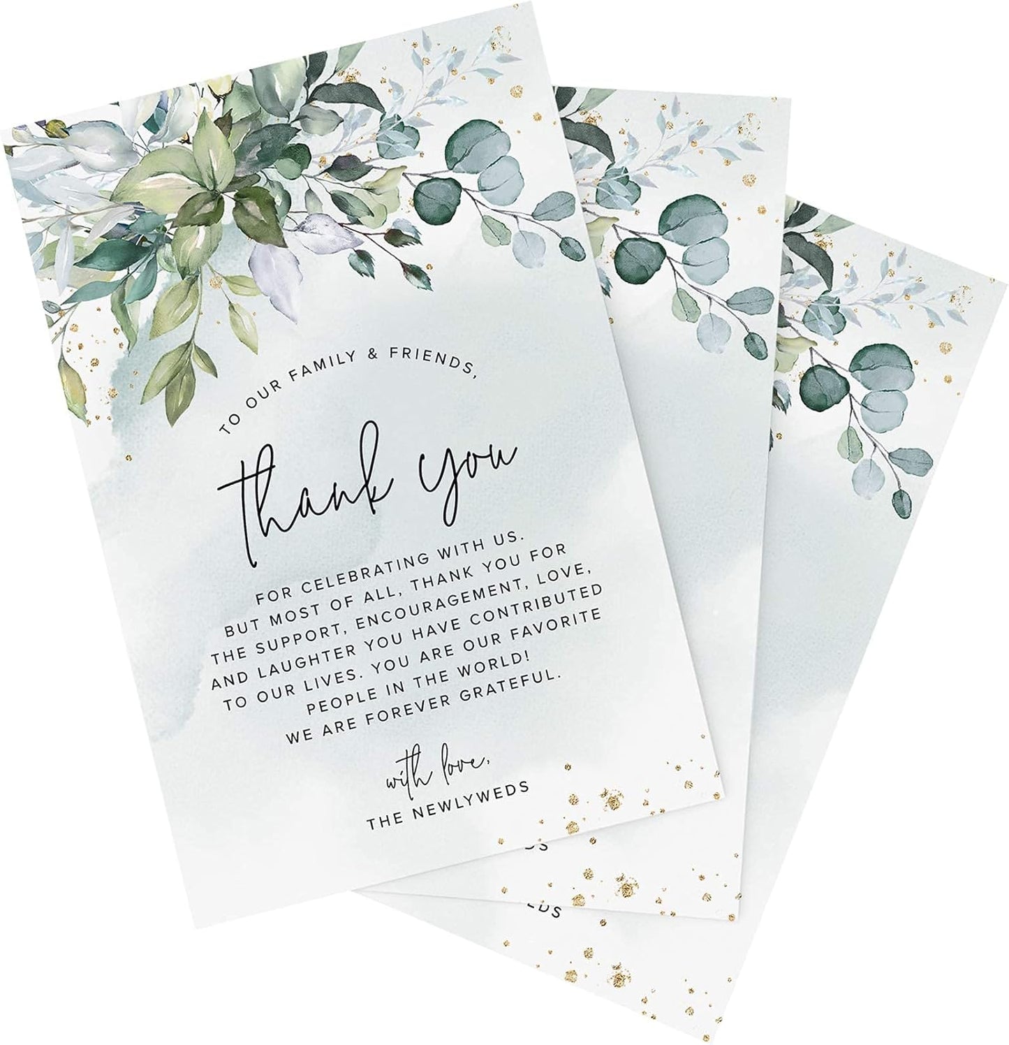 Bliss Collections Thank You Cards - Cards for Weddings, Receptions, Bridal Showers, Baby Showers, Graduations, Special (Rustic Greenery - 25 pieces)