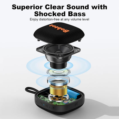 Bobtot Portable Bluetooth Speakers Wireless - IPX7 Waterproof Mini Shower Speaker with 16 Hours Playtime, Loud Stereo Sound, Rich Bass, TWS, Built-in Mic, Small Size for Travel Sport, Green