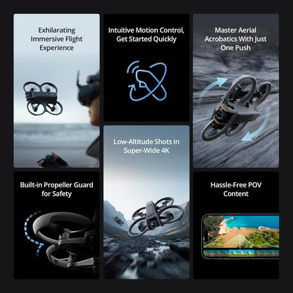 DJI Avata 2 Fly More Combo (3 Batteries), FPV Drones with Camera for Adults 4K, Immersive Experience, One-Push Acrobatics, Built-in Propeller Guard, 155° FOV, Drone Compliant with FAA Remote ID