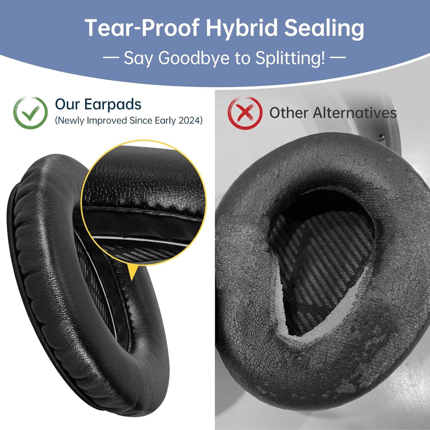 Replacement Ear Pads Earpads for Bose QuietComfort QC 2 15 25 35 Ear Cushion for QC2 QC15 QC25 QC35 SoundLink SoundTrue Around-Ear II AE2 (Black)