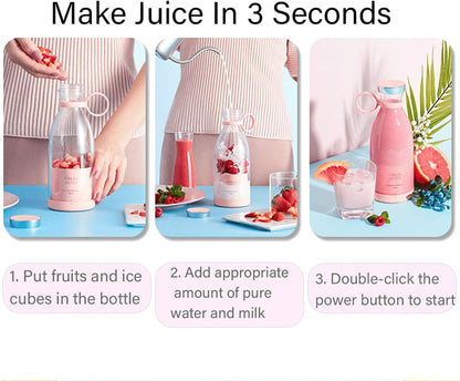 Juicengo Portable Blender, 2 In- 1 Fresh juice Bottle with Cordless Charging, Easy to Use & Self-Cleaning, 20000rpm, for Smoothies, Milkshakes (White)