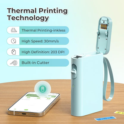 Nelko Label Maker Machine with Tape, P21 Portable Bluetooth Label Printer, Wireless Built-in Cutter Sticker Maker Mini Label Makers with Multiple Templates for School Organizing Office Home, White