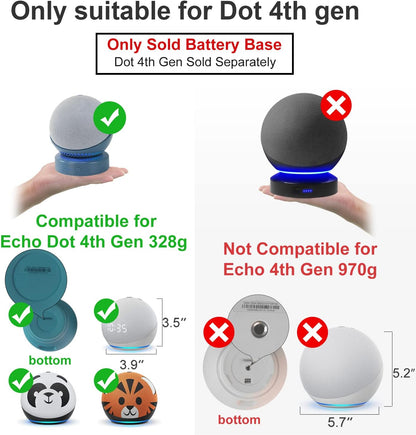 Battery Base for Dot (4th Gen) to Make Dot 4 Portable (The Speaker Not Included ) (DT04 Black)