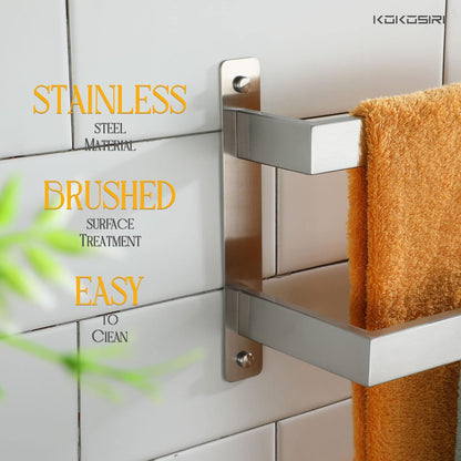 KOKOSIRI Towel Bars Black Bath Towel Holders 20 Inches Bathroom 2-Tiers Ladder Towel Rails Wall Mounted Towels Shelves Rack Stainless Steel, B5008BK-L20