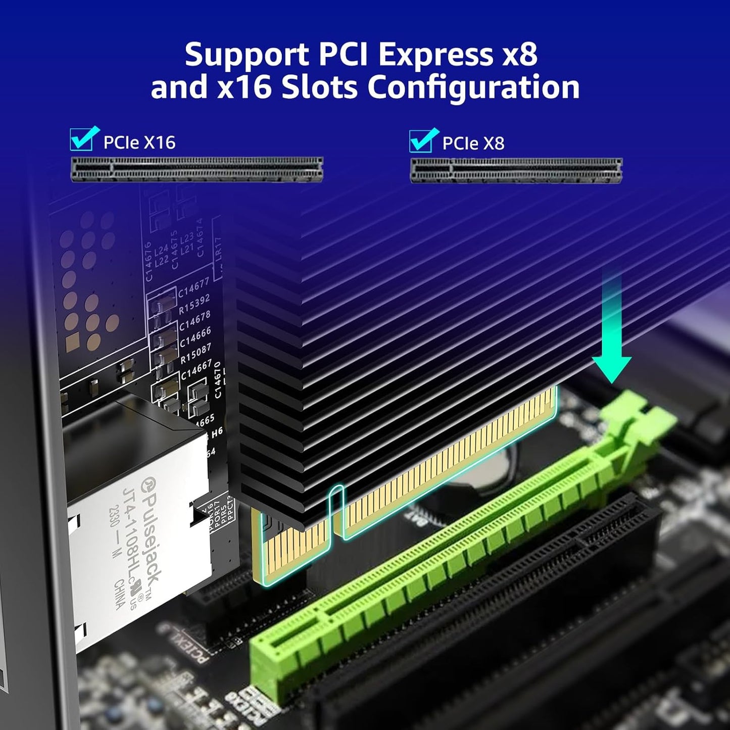 10G PCI-E Network Card with 10Gbps Dual RJ45 Ports, Intel X540-T2 Conrtoller, VIMIN 10Gb Ethernet Adapter Card Compatible with PCI Express X8, X16, Support Windows/Windows Server/Linux/VMware