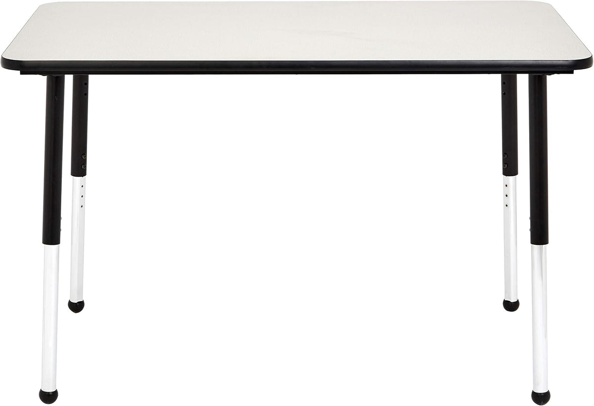 Amazon Basics Adjustable Rectangular Classroom Activity Table, Writing Desk, Adjustable Height 19-30 Inch, Grey Top/Black Edge, 47" W x 29" L x 30" H