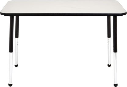Amazon Basics Adjustable Rectangular Classroom Activity Table, Writing Desk, Adjustable Height 19-30 Inch, Grey Top/Black Edge, 47" W x 29" L x 30" H