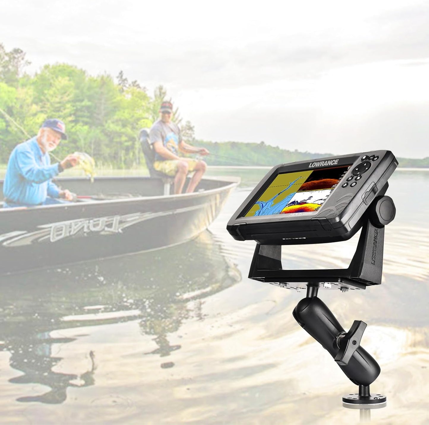 VAUBORTTI Aluminum Fish Finder Mount, C-Size 1.5" Ball,T-Bolt Track Ball for Rail Tracks,Compatible with Lowrance, Garmin, Humminbird, Raymarine