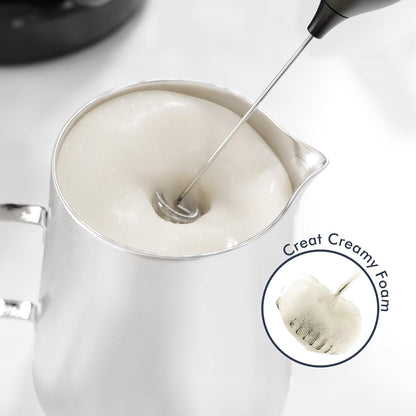 Powerful Milk Frother Handheld Foam Maker, Mini Whisk Drink Mixer for Coffee, Cappuccino, Latte, Matcha, Hot Chocolate, With Stand, Light Purple