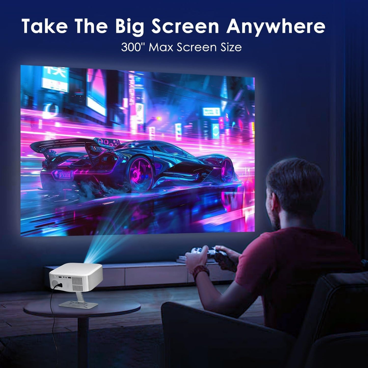 Mini Projector 4K | Smart Projectors | Electric Focus & Auto Keystone, Two-Way Bluetooth & WiFi 6, Portable Projecteur with Adjustable Stand for Outdoor Movie, 500 ANSI Lumens (2025 Android 13 NTV)