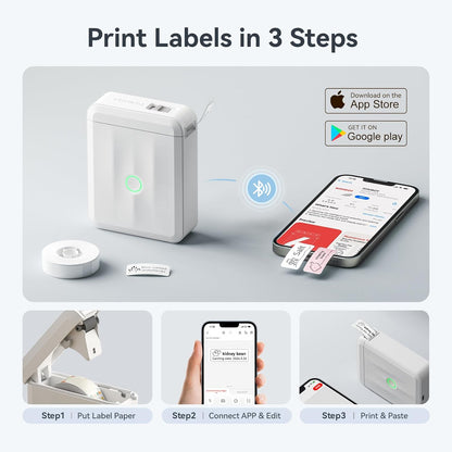 NIIMBOT D110 Mini Label Maker Machine with Tape(Pre-Cut Size 12x40mm), Portable Bluetooth Sticker Printer, Inkless Automatic Feeding One-Touch Custom Printing, Compatible with Phone Only