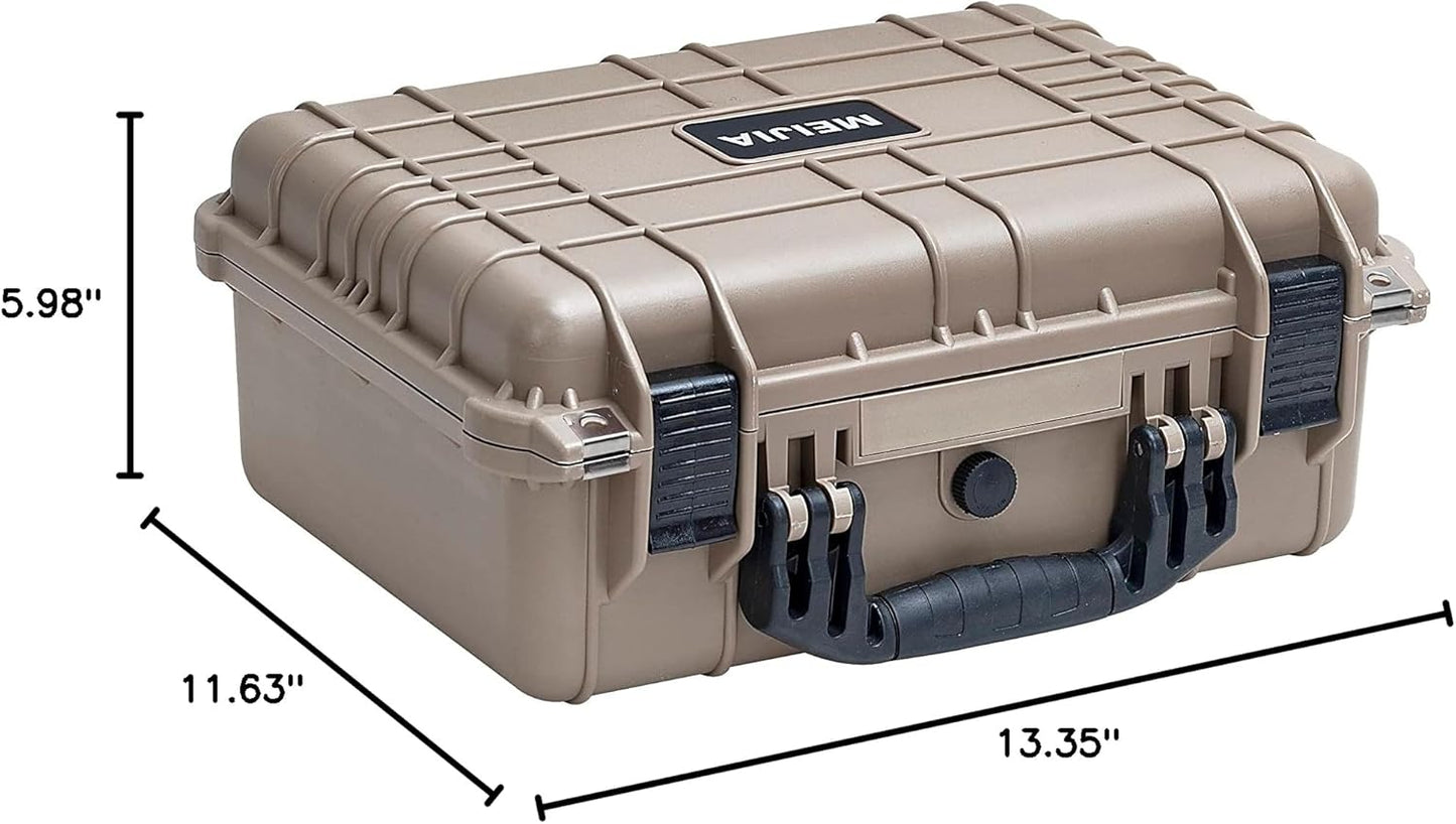 MEIJIA Portable All Weather Waterproof Protective Case,Hard Case,Camera Case with Customized Fit Foam,Fit Use of Drones,Camera,Equipments,Pistols,13.35 x11.63x5.98inches (Yellow)